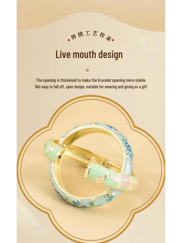 Cloisonné Pfingstrosenblüte Mode Armband - Perfektes Souvenir Geschenk für Freundin oder Mama