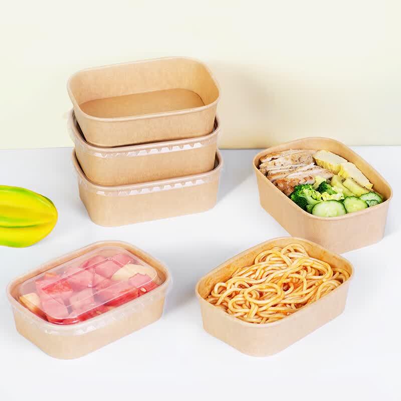 Fangcaodi Thick Kraft Paper Takeaway Boxes with Lids