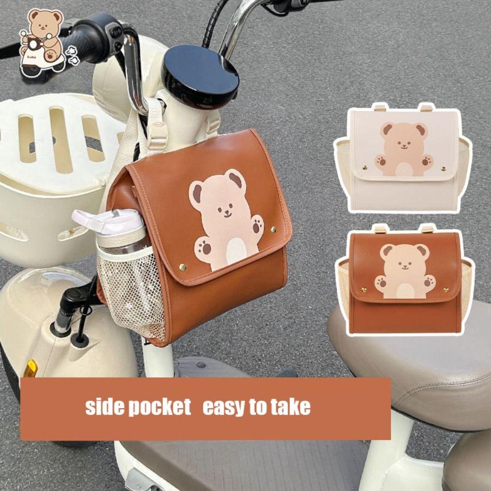 Side Pocket Electric Vehicle Hanging Bag PU Universal Storage Bag Water Cup Hanging