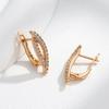 New  Rose Gold Color Earrings For Women Girl Fashion Geometric Natural Zircon Accessories High Quality Daily Jewelry