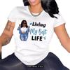 European and American spot printed crew neck T-shirt spring and summer casual short-sleeved crew neck top short-sleeved women's T-shirt