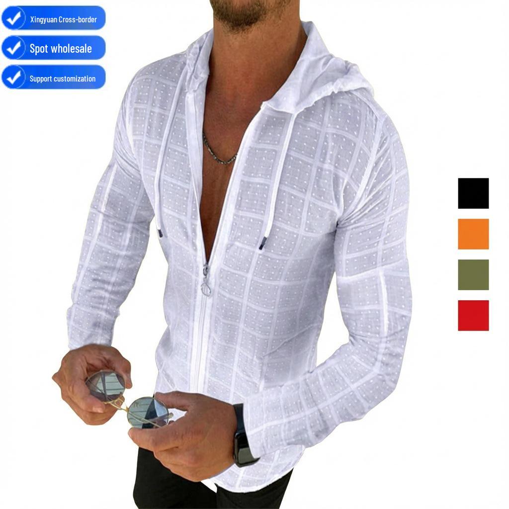 Herren Slim Fit Langarm Hoodie Strickjacke T-Shirt