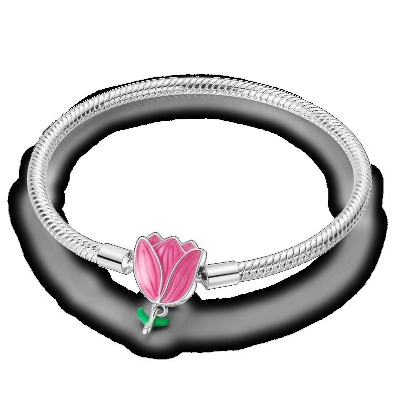 925 Silver Bracelet Butterfly Flower Clover Green Cat Claw Love Zircon Jewelry Gifts for Women 17-20CM