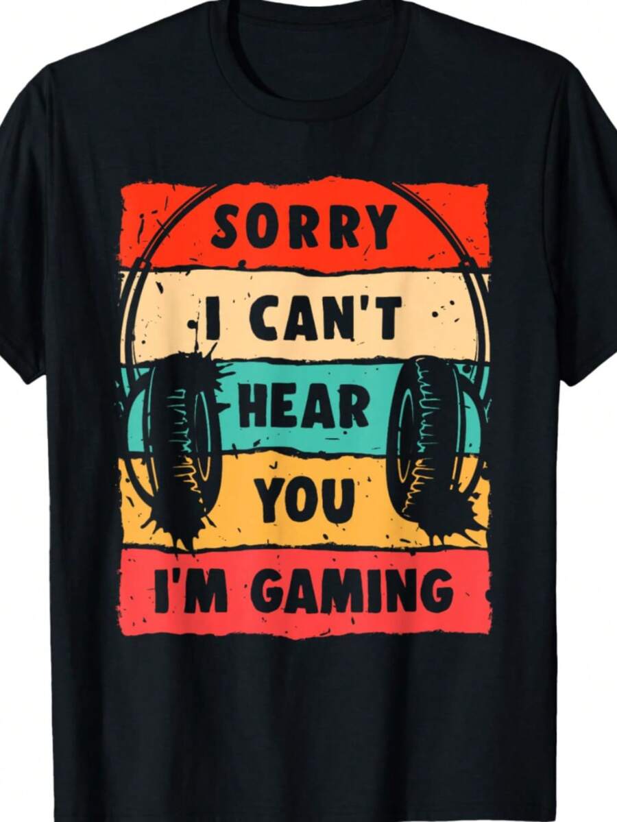 Unisex letter print crew neck T-shirt, unisex short-sleeved crew neck T-shirt M