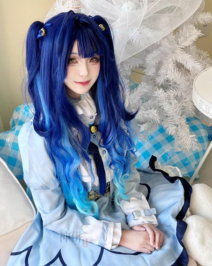 Amamiya Kokoro Cosplay with VTuber Cosplay Fancy School Stage Amamiya Kokoro cosplay Kokoro with [Kami-Yamato Goods] Wig, Clothes, Costume, Adult,