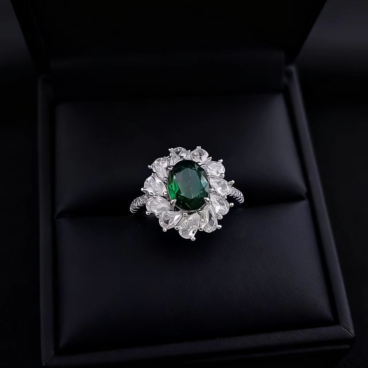 

Fashion Coconut Round Papalacha Pink Diamond Ring Women S Light Pink Treasure Flower Women S Ring High Carbon Full Diamond Ring Opening adjustable