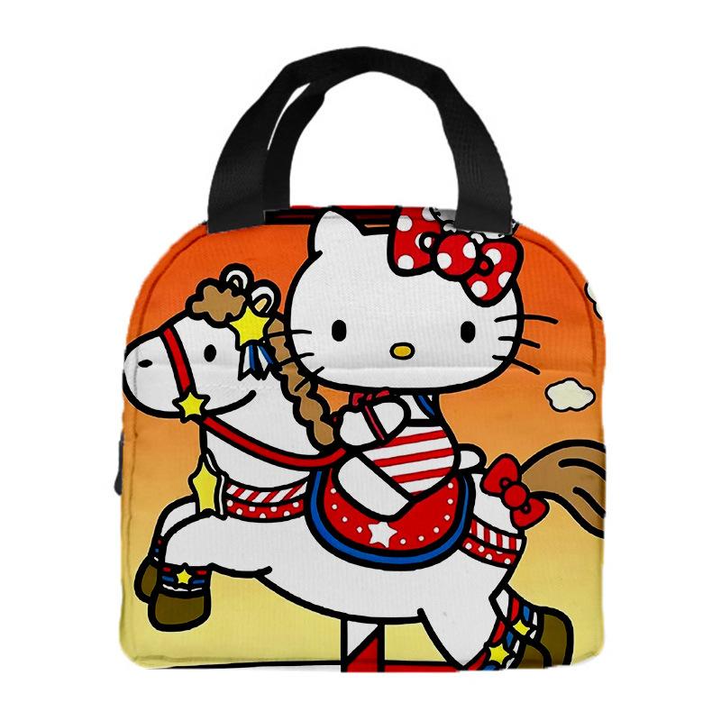 Hellokitty Handheld Meal Bag Cartoon Bento Bag Insulated Lunch Box Bag With Rice Storage Bag Portable