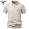 Gant Bordado 2026 Verão Novo Masculino Negócios Lazer Lã Camisa Polo Flor Torcida Gelo Frio Seda Manga Curta Camiseta