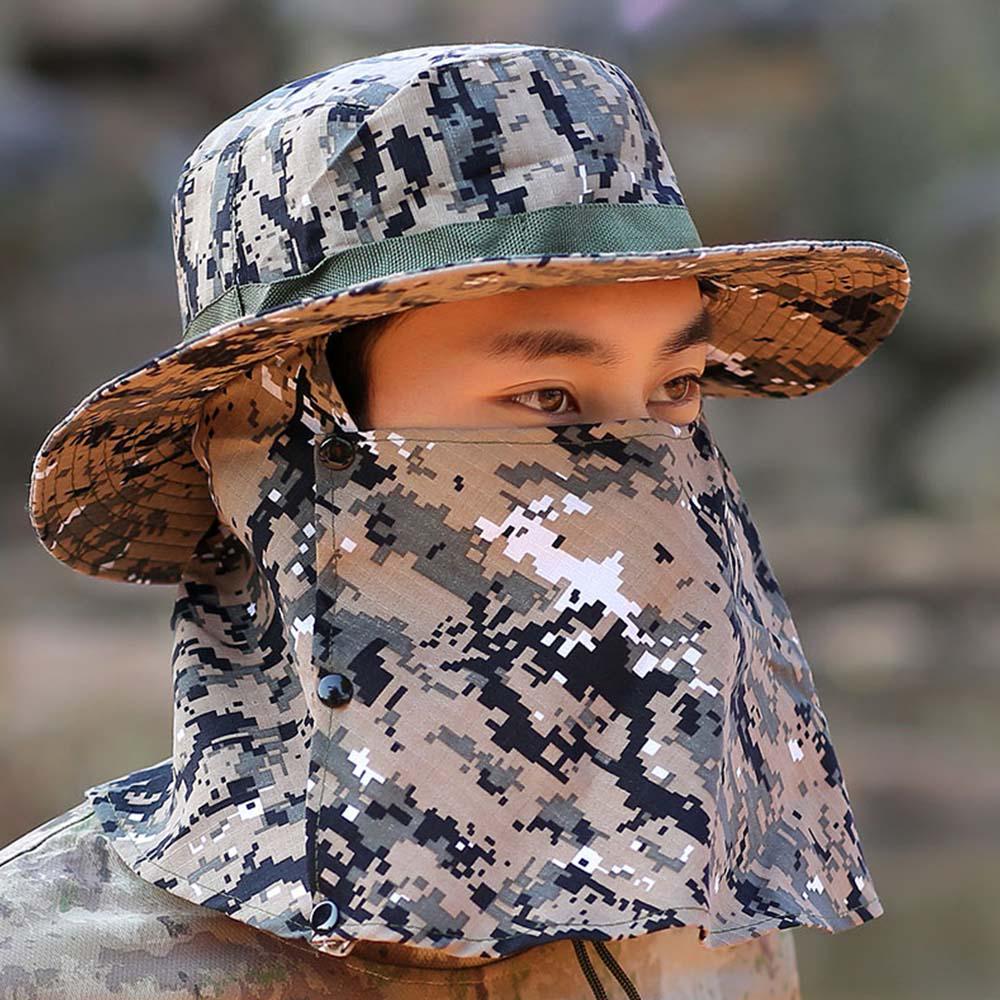 

Fishing Cap Sun Protection Windproof Sunshade Hat with Adjustable Chin Strap Camouflage