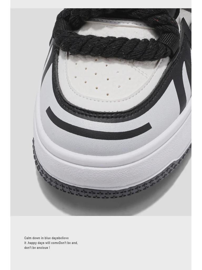 Men's Trendy Bright Casual Loafers: Personalized Hemp Rope Strap, Thick-Sole Sneakers