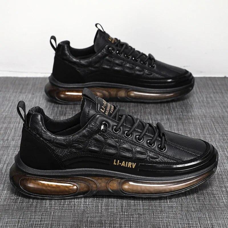 

Мужская обувь, повседневные летние новые кожаные противоскользящие мужские кроссовки, спортивные прогулочные лоферы на открытом воздухе, дышащие на воздушной подушке