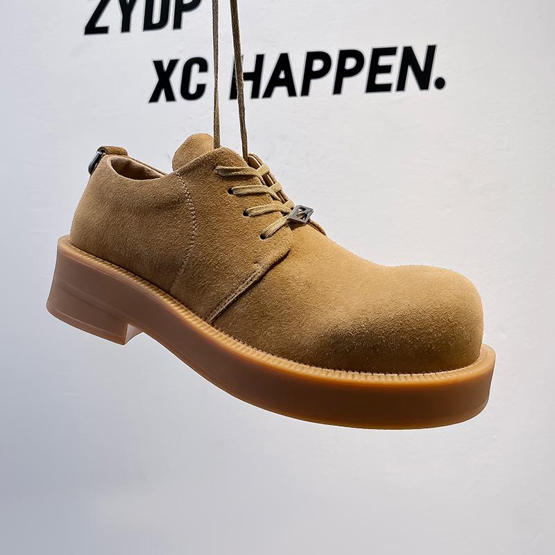 

2024 новые туфли из ревеневой кожи японские туфли Микки Дерби мужские повседневные туфли с инструментами трендовые одиночные туфли 57321-J 38 жёлтый