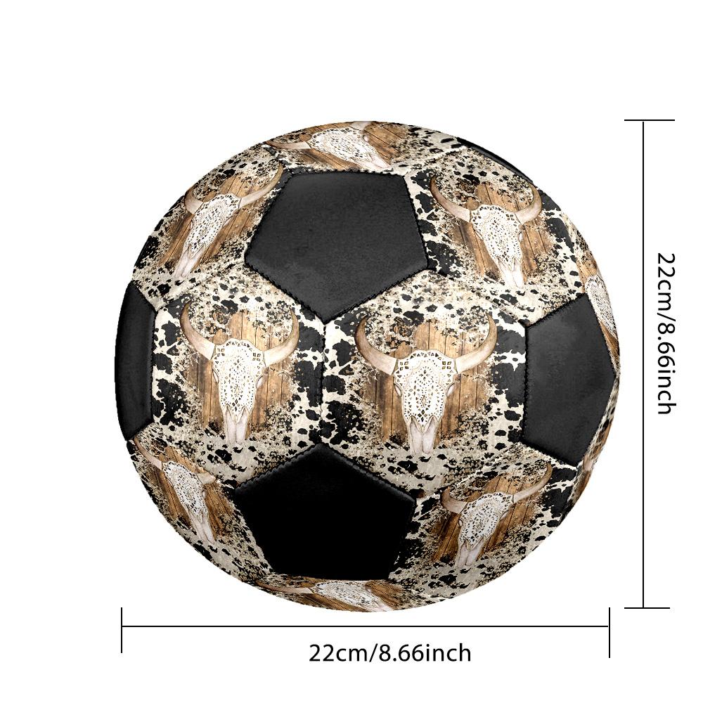 Western Cow Skull Indoor Soccer Ball Colorful All Ages Size 5 Machine Stitched PVC Competition Ready Durable High-Bounce