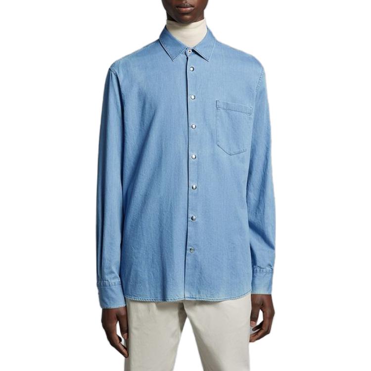 Moncler Monochrome Pointed Collar Long Sleeve Shirt Men Shirts I10912F00004596RT77A