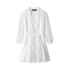 European American Women's Clothing Summer White Hollow Embroidery High Waist Short Dress