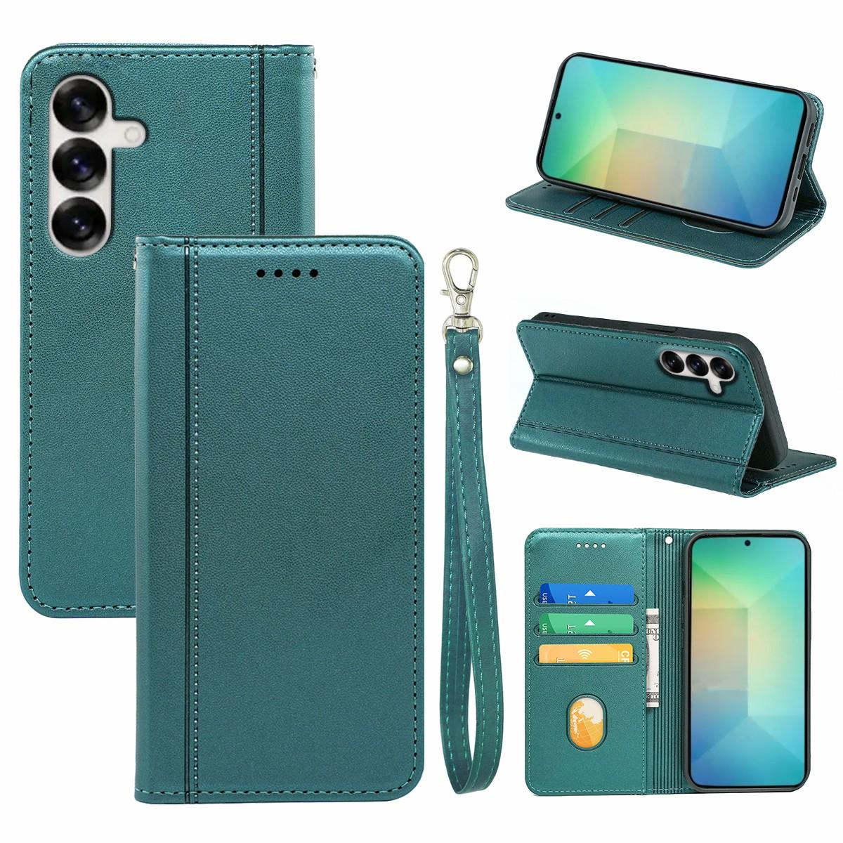 

HX01 Для Samsung Galaxy S25 Чохол-гаманець Магнітна застібка Шкіряний чохол для телефону Green