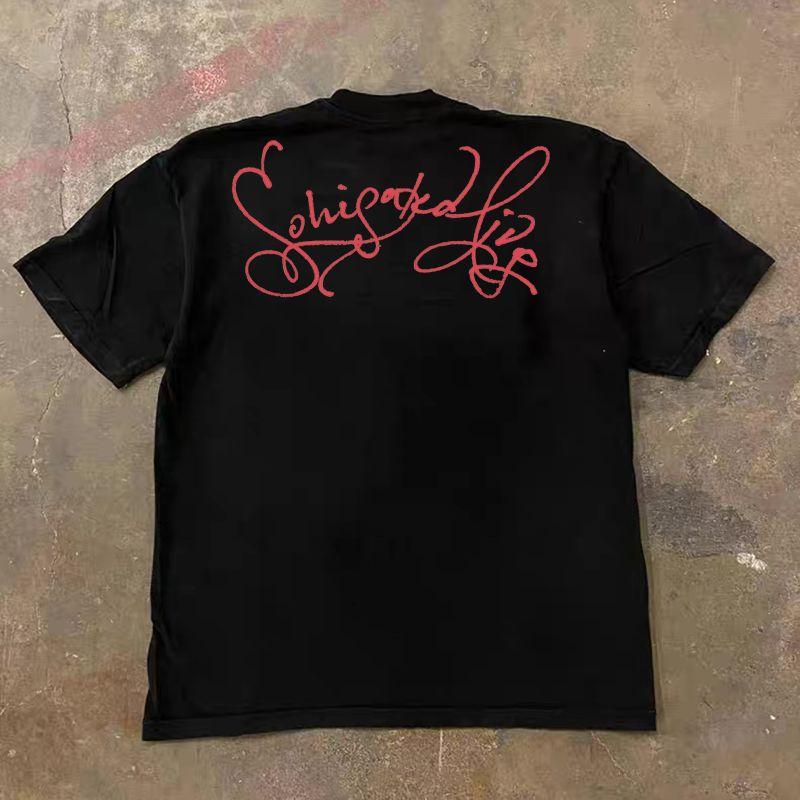 

Зарабатывайте деньги на благотворительность 3a260G Чистый хлопок двойная пряжа! Вверх, человек! Тяжелая футболка с коротким рукавом свободного кроя для пары, женская, мужская 3A [double yarn pure cotton 260g] Black S