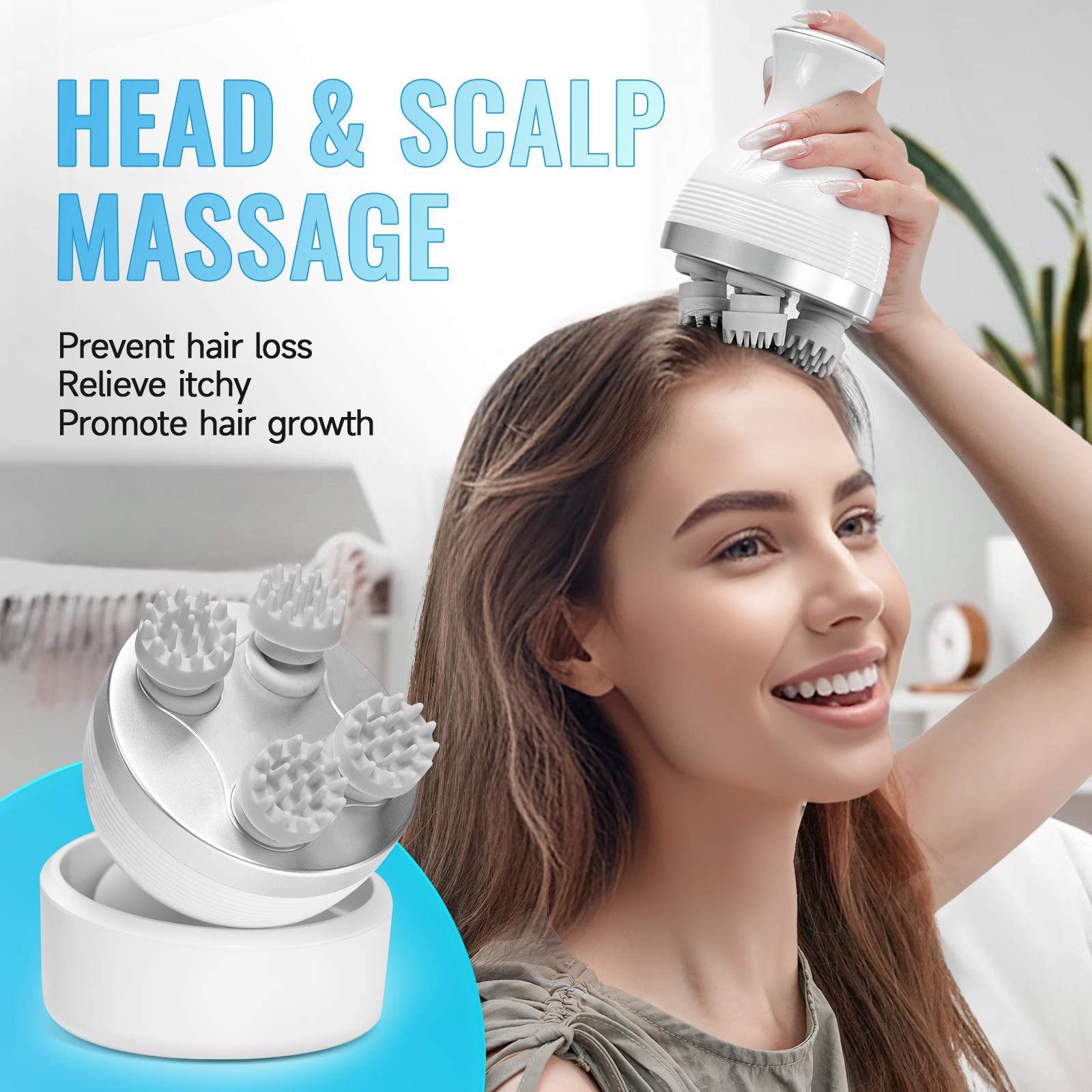 Binchi Health Technology White Electric Hair Scalp Massager With Kneading 84 Massage Node, Handheld Scratcher Massager For Hair Growth, Deep Clean,Stress Relax