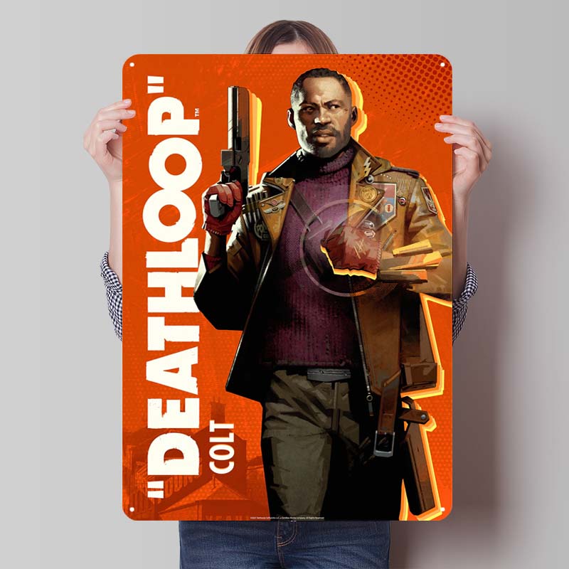 

Постеры Deathloop Классическая игра Металлические знаки Декор для украшения комнаты Заказные жестяные таблички для геймеров Украшение игровой комнаты 20x30cm（7.8x11.8inch）