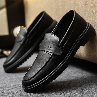 Fashion Height Increasing Low Heel British Style Man Casual Shoe Black Luxury Sale Social Comfortable Slip-on Pu Leather Shoes for Men
