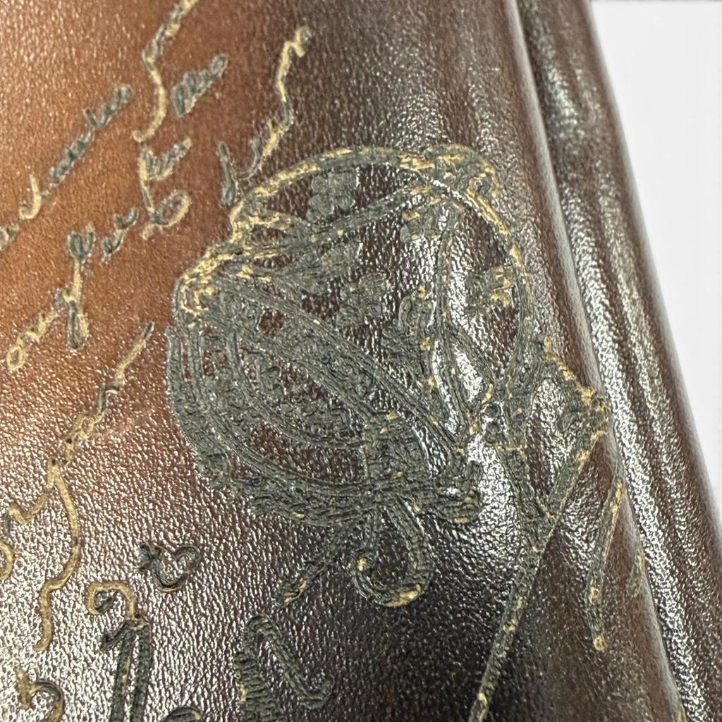 Great BERLUTI Purse Espace Flap Long Wallet Brown Leather Mens Used