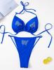 Europäischer & Amerikanischer Übergrößen Strass Schnür-Badeanzug - Einfarbiger Bikini ZY066