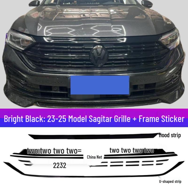 Volkswagen Sagitar 2023-2025 Kühlergrill-Veredelung mit Silbernen Streifen & Schwarzen Paneelen