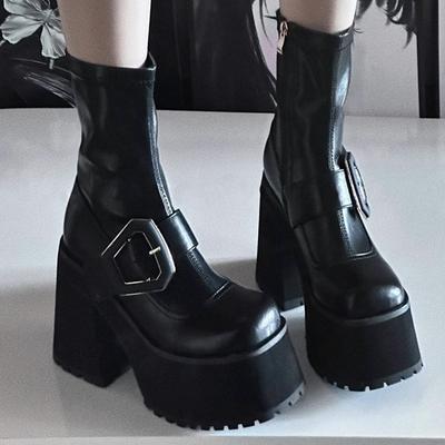 Mode 2024 Winter High Heels Sexy Frauen Luxus Schuhe Chunky Ankle Chelsea Stiefel Mode Neue Spitz Reißverschluss Goth Pumps Marke schuhe