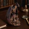 Modern Art Deco Decor Flying Dragon Skull Resin Statue, On Human Figurine, Unique Living Room Halloween Abstract Sculpture, Gothic Garden for