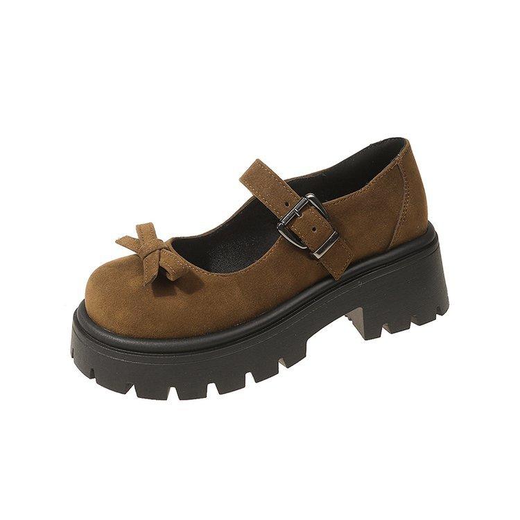 

[Youshilai] 2025 new small leather shoes platform Mary Jane shoes women s spring college wind shallow mouth single shoes 40