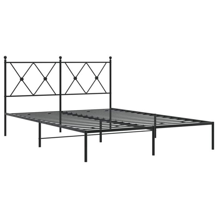 VidaXL Metal Bed Frame with Headboard Black 140x190 cm, double bed, bedroom furniture, guest bed, bed, metal bed frame, bed 376502