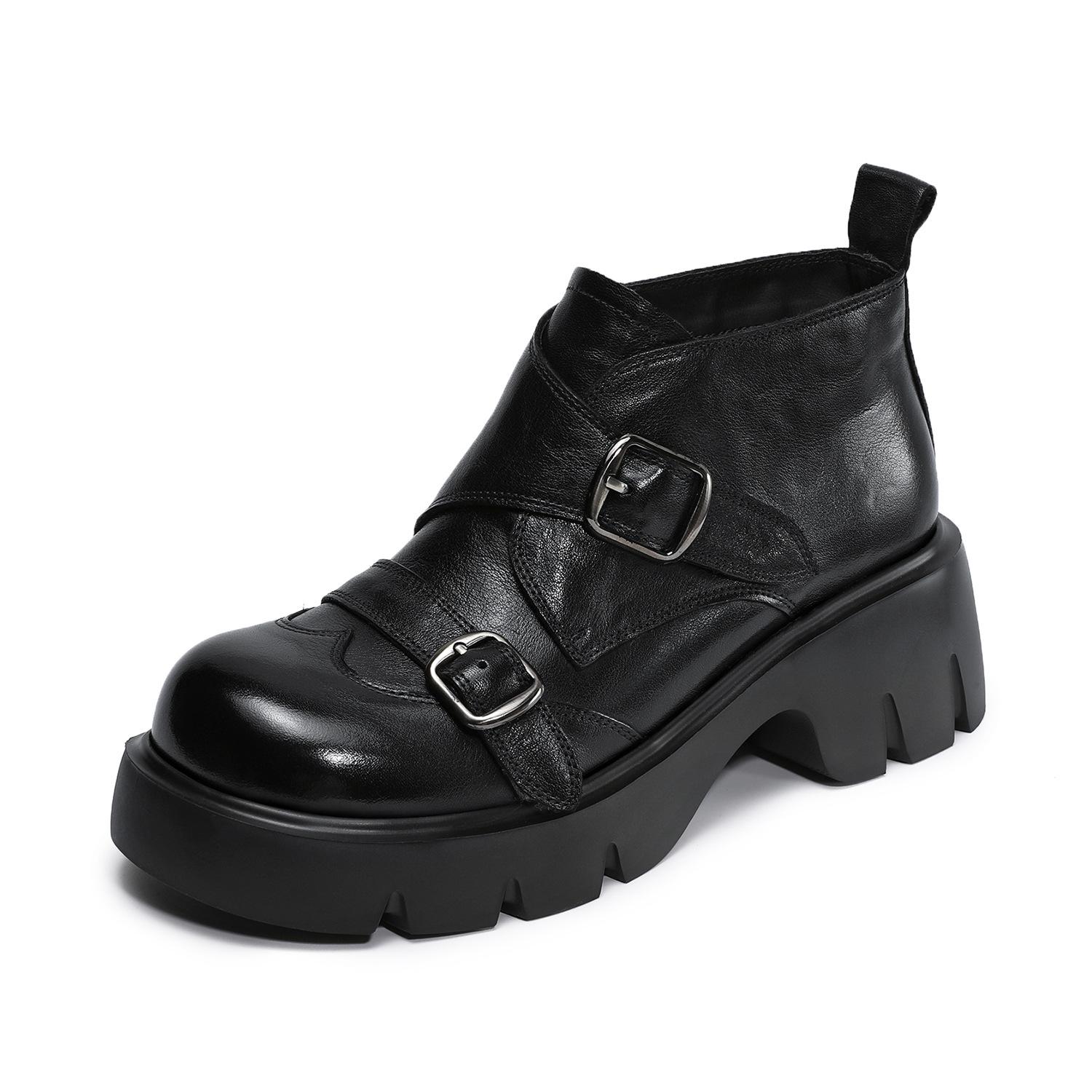 Real Leather Martin Boots with Round