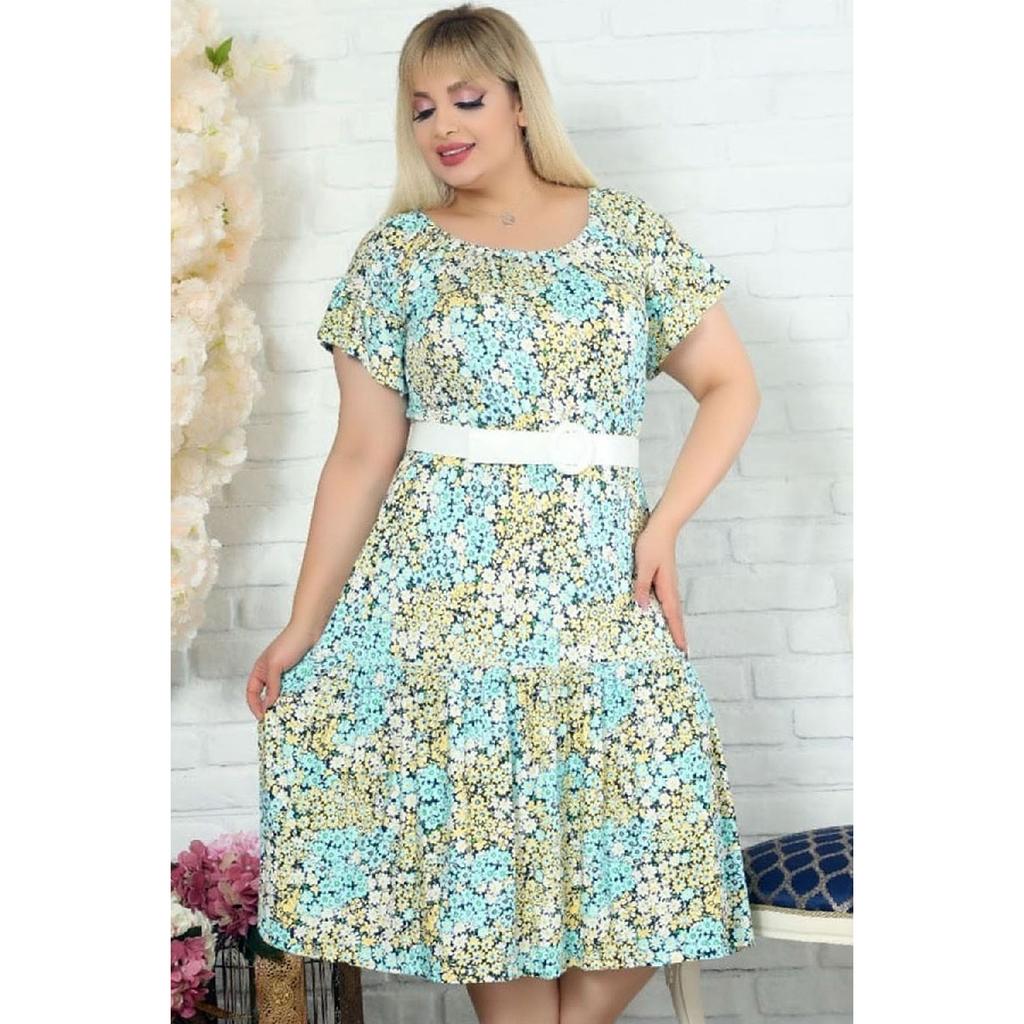 Madonna Neckline Flower Short Sleeve Arches With Casual Design Dress