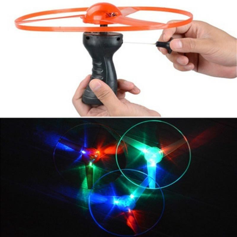 Funny Flyer Luminous Flying Ufo Led Light Handle Flash Flying Toys