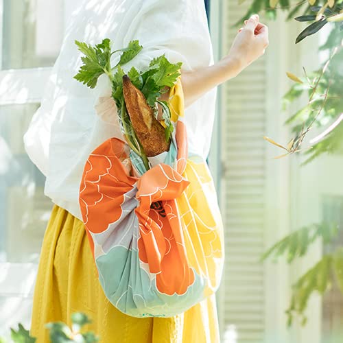 Musubi Furoshiki 100 Hime Musubi Aqua Drop Recycled Adeline Klam Pivoňka Oranžová 100 cm Polyester Vodoodpudivý