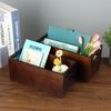 Wood Open Storage Boxes Mail Organizer Bins Letter Holder Box Rustic Wooden Boxes for Storage Nesting Storage Box Set 2