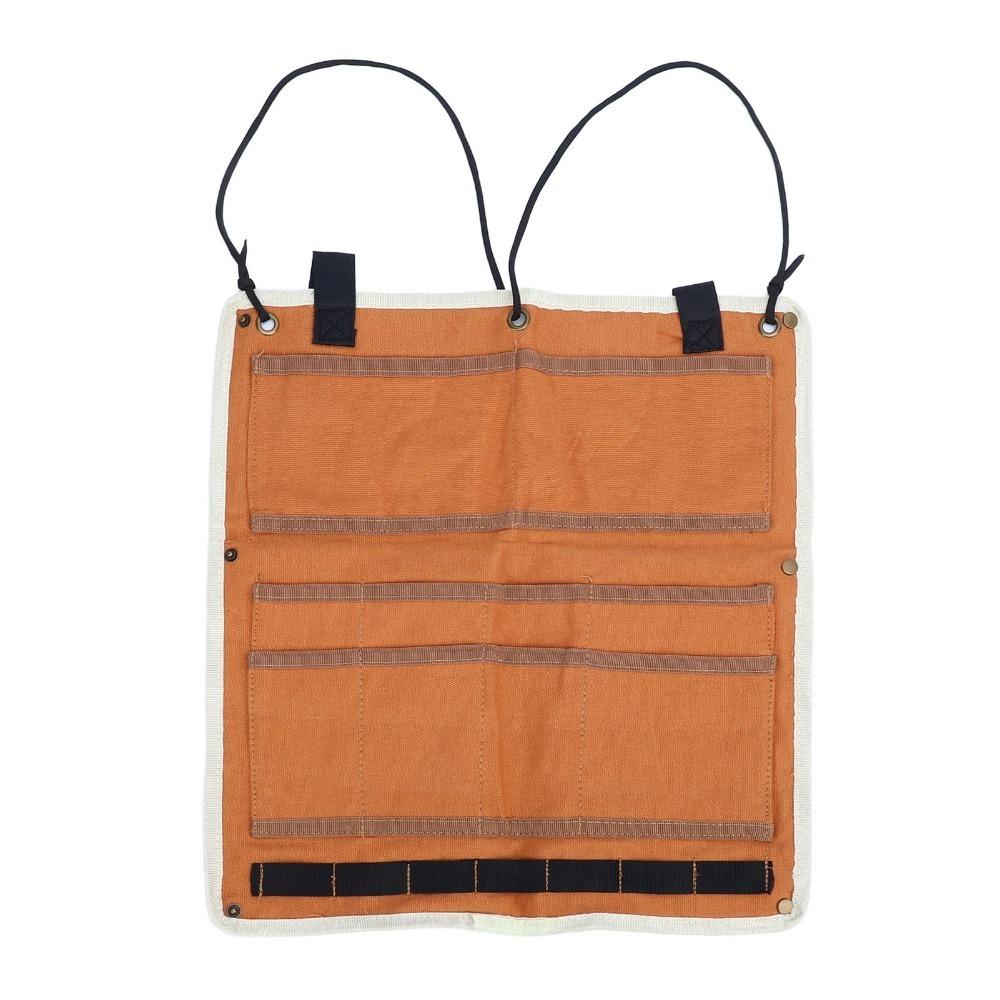 Canvas Camping Hanging Organizer With Fastener Straps Lightweight Portable Tent Organizer Multi-Pockets