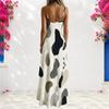 Women Plus Size White V Neck Strappy Sleeveless Printed A Line Long Dress