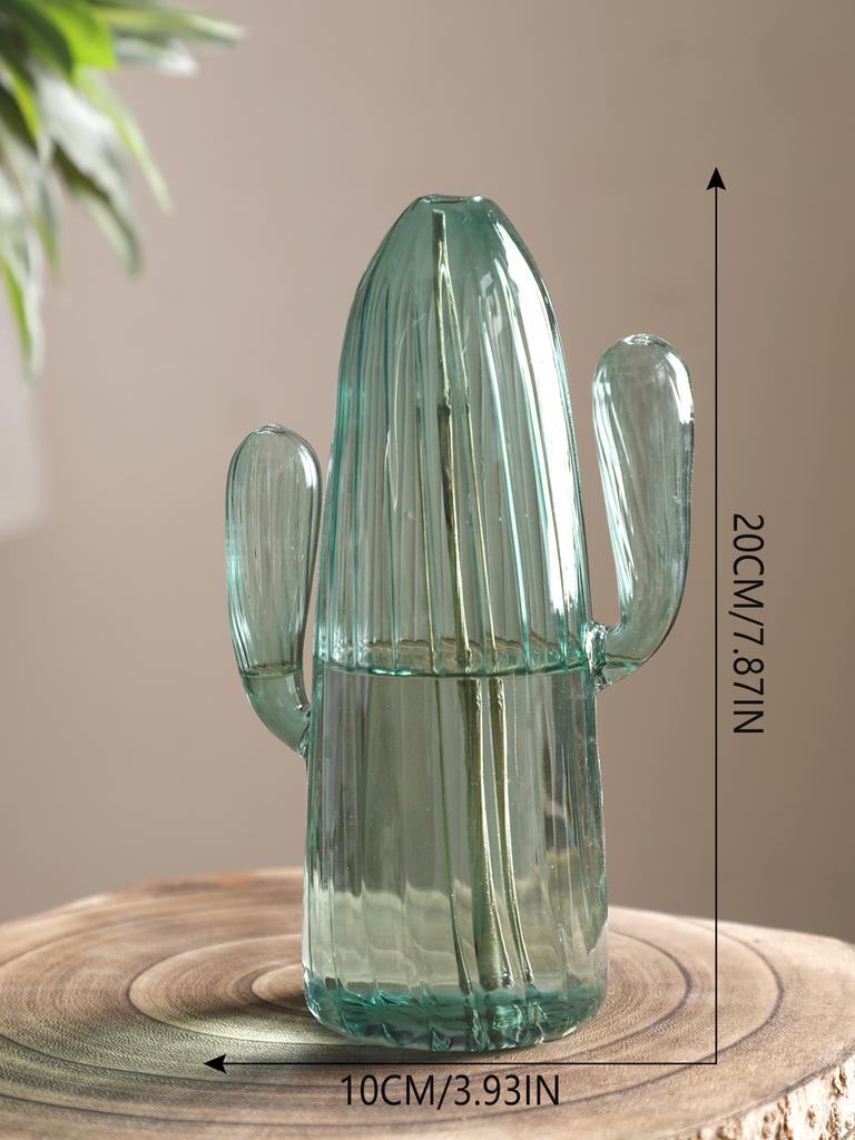 Glass Vase With Cactus Shaped Design Exquisite Workmanship Table Centerpiece Plant Vase For Dining Room Home Decorations Gifts