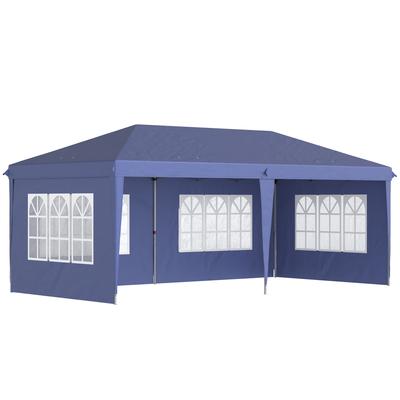 3 X 6m Pop Up Gazebo, Height Adjustable Marquee Party Tent with Sidewalls and Storage Bag, Blue