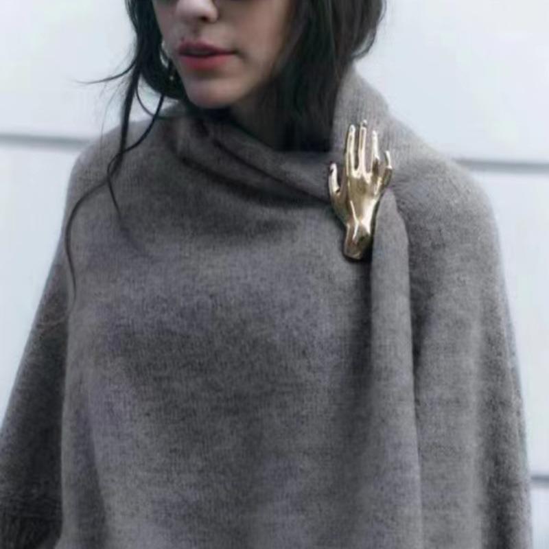 Metall Glansig Stor Brosch Herr- och Damkostym Texturerad Liten Handduk Sjalnål Brosch Kläder Tillbehör