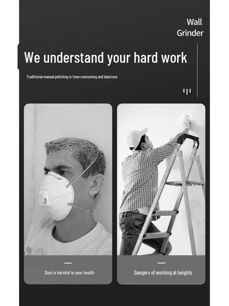 Customizable 225mm Self-Vacuuming Wall Putty Sandpaper Grinder with Light and Long Pole