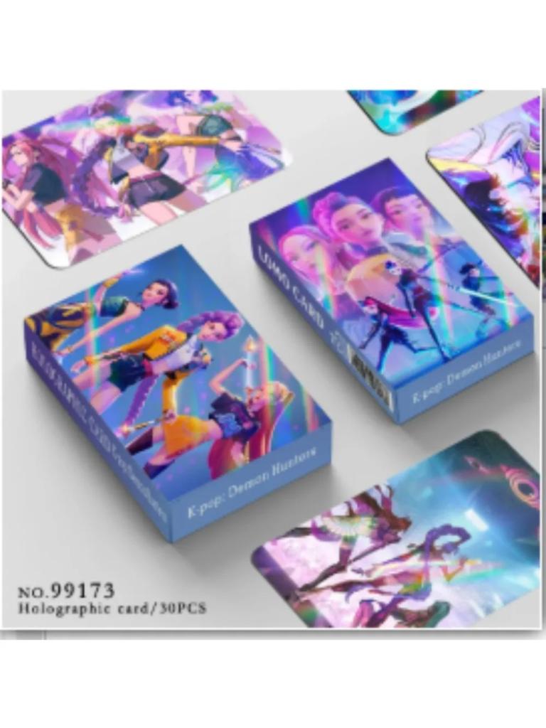 New Kpop Demon Hunters 30 Laser Cards K-POP Witch Hunt Cartoon Series Accessories LOMO Small Cards