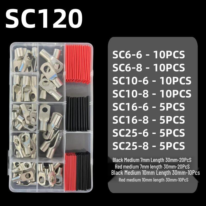 Copper Tube Terminals Set: 80-SC Series, 160-Piece Peep Hole SC6-25 Boxed