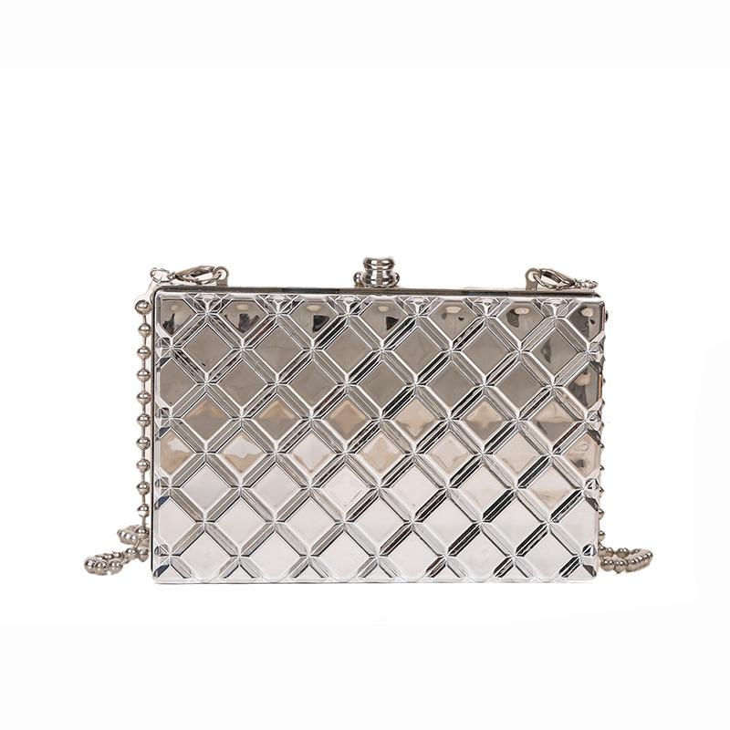 Metal Box Bag, European and American 2025 Fashion Rhombus Small Square Bag Ins Tide Shoulder Chain Small Fragrant Wind Dinner Bag Women
