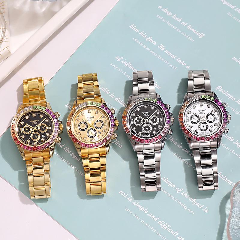 Stylish Rhinestone Luxury Quartz Unisex Wristwatch - Trendy Scale Timepiece