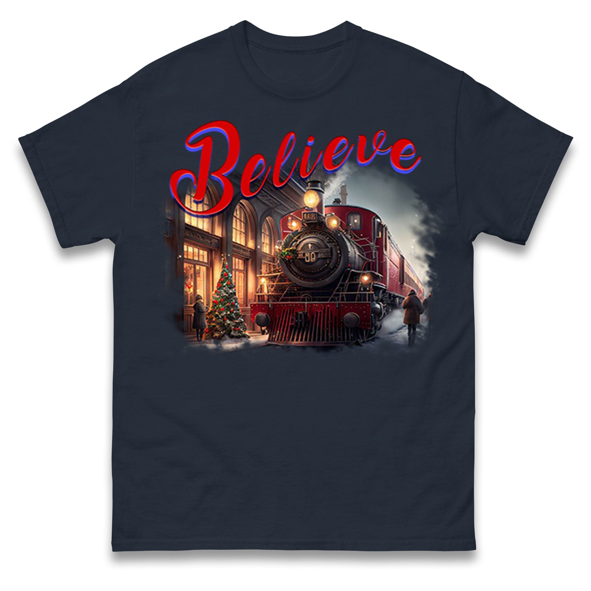 Polar Express Believe Christmas Train Mens T Shirt Womens Tops Tees S