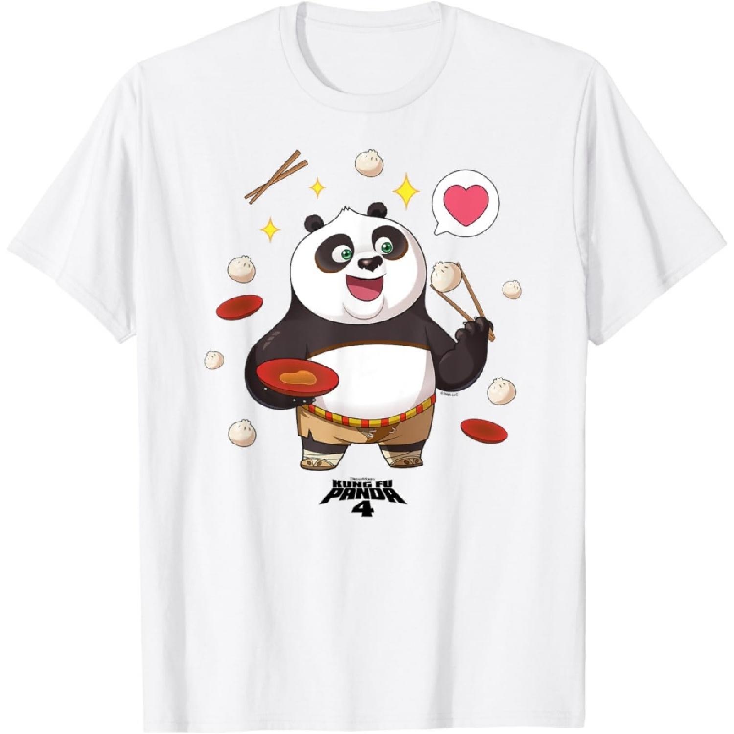 

Kung Fu Panda 4 Cute Chibi Po Eating Dumplings T-Shirt XXXXXL білий