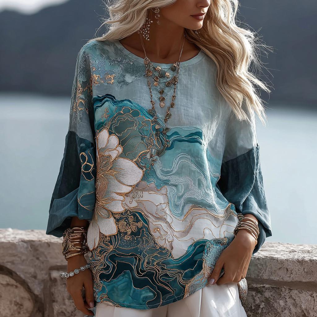 3D Floral Women's Round Neck T-Shirt - Hong Kong Style Fashion Top