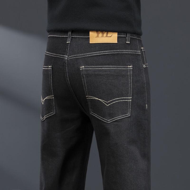 

Jie Leinong Мужские джинсы больших размеров на осень/зиму, облегающего кроя, стрейч, с прямыми штанинами 33